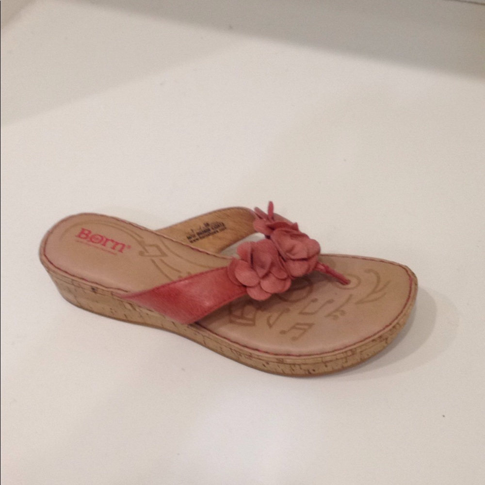 Born Distressed Red Leather Flowered Thong Sandal